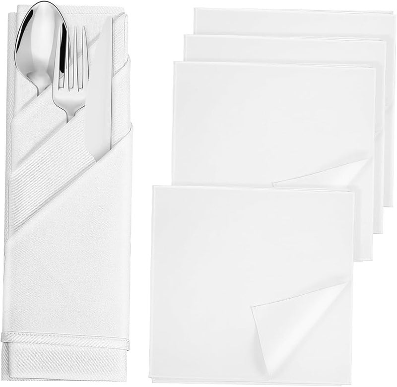 ياردوي 5 قطع مناديل عشاء قطنية بيضاء سميكة عالية الامتصاص لحفلات الزفاف - Image 1